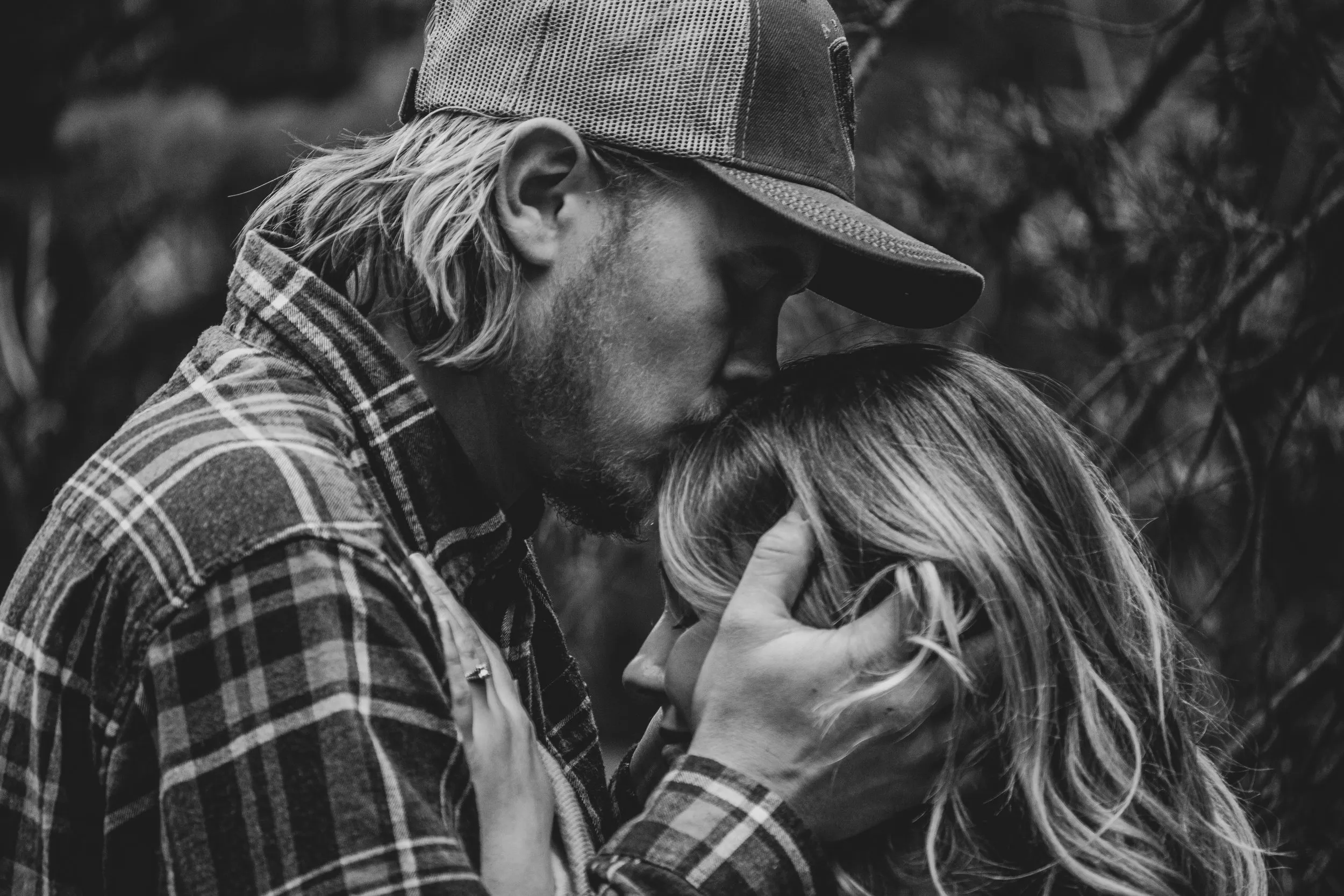 Engaged couple outdoors